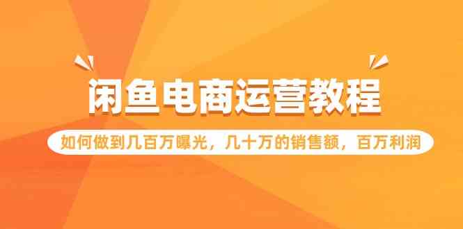 （9560期）闲鱼电商运营教程：如何做到几百万曝光，几十万的销售额，百万利润.